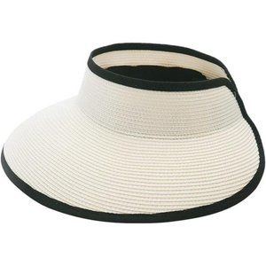 New Sun Visor Hats for Wome  Summer Ponytail Foldable Straw‎ Beach Hat UPF 50+